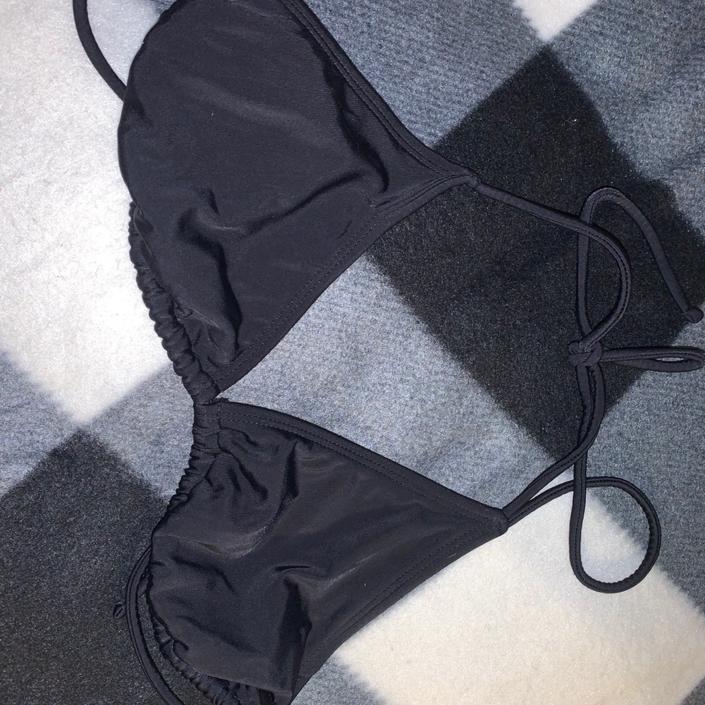 plain black bikini top